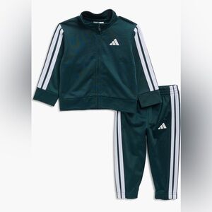 adidas Kids Matching Set in Dark Green and White